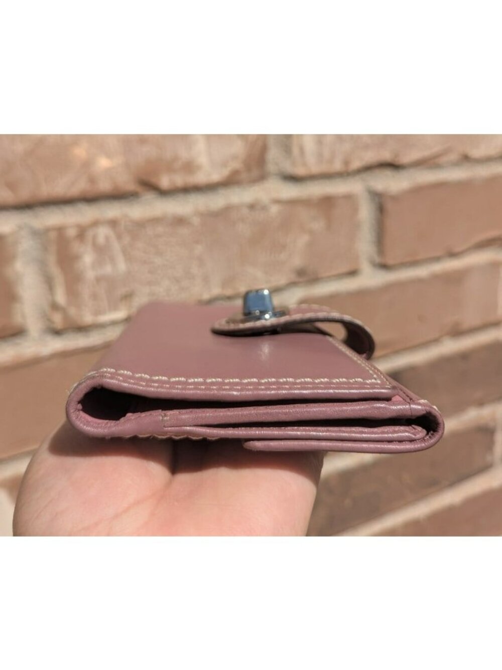 Vintage Y2K Coach Smooth Leather Trifold Turn Lock Wallet Clutch Mauve/Purple? - Picture 4 of 9